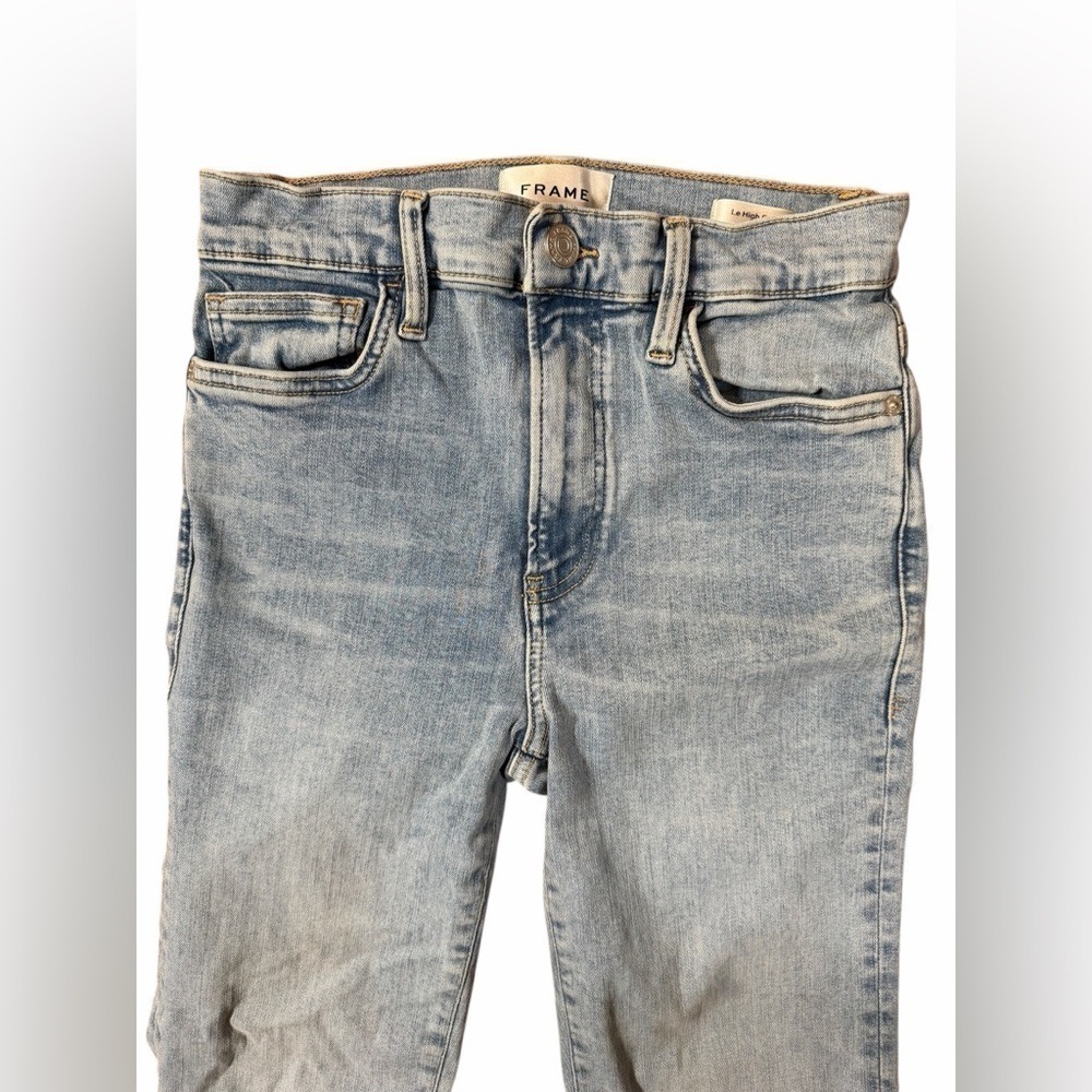 FRAME Le High Straight Jeans | Colorado Light Wash | Size 26 | Raw Hem - Picture 6 of 13